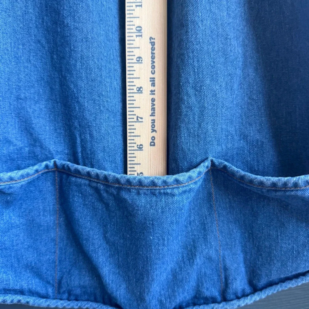 Vintage Blue Denim Bib Apron 100% Cotton 3 Pockets Gardening Crafting Kitchen
